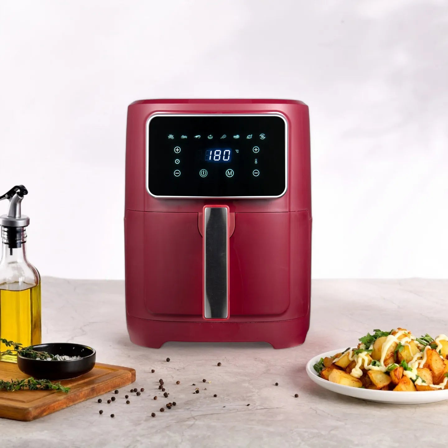 Freidora de aire Maroon de 1800W 6,9L y 8 programas preestablecidos - Bergner